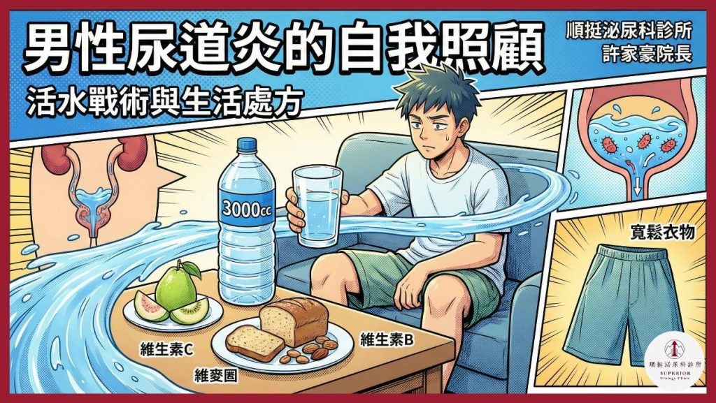 男性尿道炎自我照顧指南：補水、飲食與生活習慣成關鍵