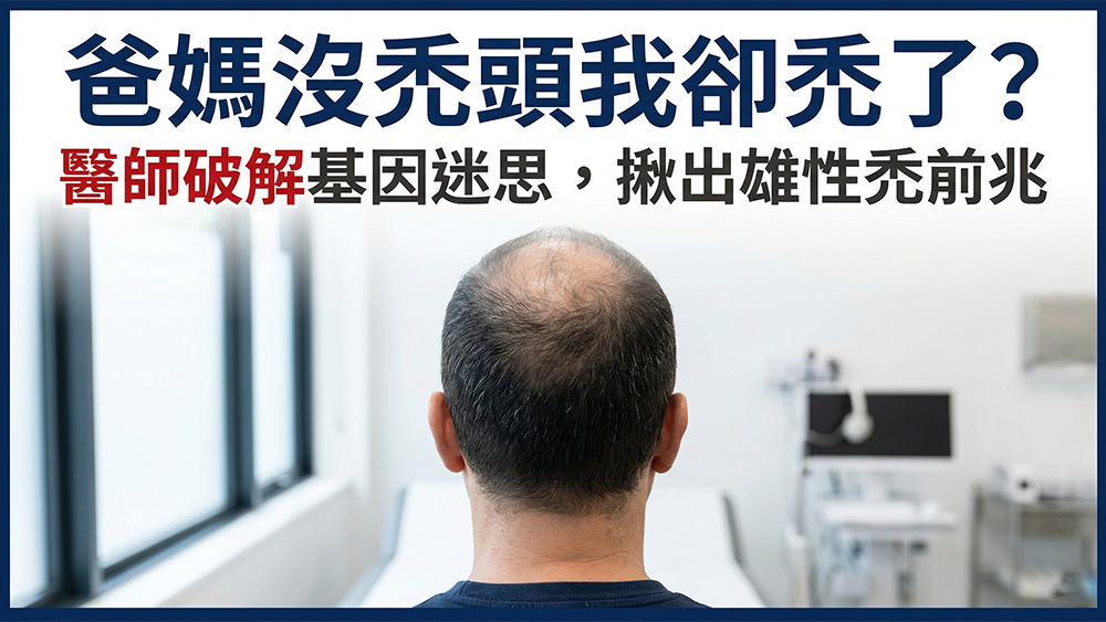爸媽沒有禿頭我卻出現落髮？醫師解析從遺傳觀點認識雄性禿的常見表現